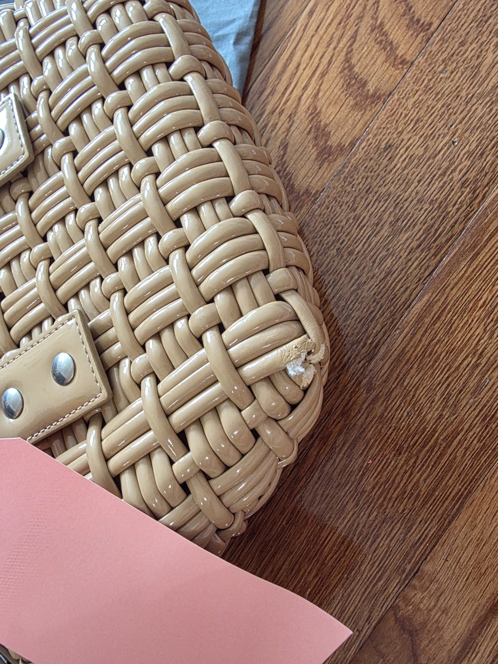 Balenciaga Beige Woven Mini Tote with Leather Trim - Picture 6 of 11